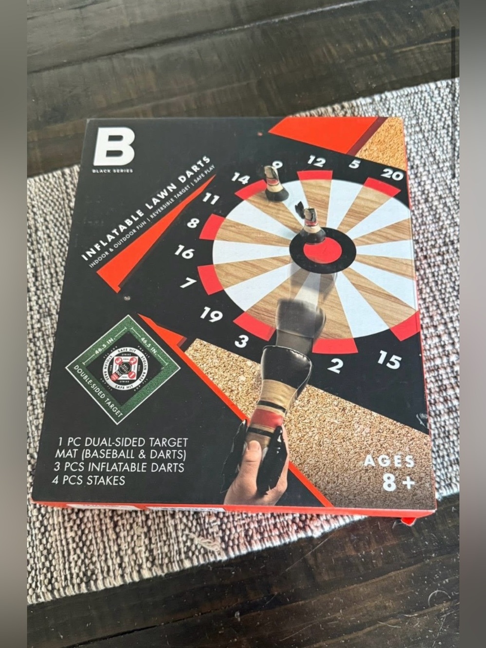 Black Series,Inflatable Lawn Darts.Indoor/outdoor reversible target New